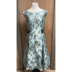 Barbara Tfank Green Floral Dress Spring 2011 Collection Size 8